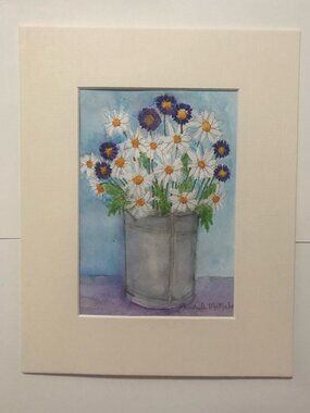 Daisy and Aster Watercolor Painting